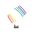 Lost hand drawn rainbow in cartoon style illustration minimalism
