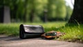 lost handbag purse in the park generative ai