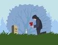 Lost Heart Illustration Man in cemetery Royalty Free Stock Photo