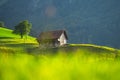 Lost house. Village old vintage wooden house. Old House in the European Alps. Old Cabin in the forest. Dilapidated house Royalty Free Stock Photo