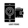 lost items icon, black vector sign with editable strokes, concept illustration Royalty Free Stock Photo