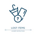 Lost items icon. Linear vector illustration from pictograms collection. Outline lost items icon vector. Thin line symbol for use Royalty Free Stock Photo