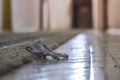 Lost keys in the hotel lobby from the office, the background and background are blurred with the bokeh effect Royalty Free Stock Photo