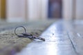 Lost keys in the hotel lobby from the office, the background and background are blurred with the bokeh effect Royalty Free Stock Photo