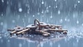 Lost keys in the rain represent security vulnerability and the struggle to unlock potential opportunities or solutions during Royalty Free Stock Photo
