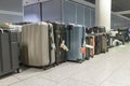 lost luggage stand in hall while chaos at airport Frankfurt, Germany - July 04 2022