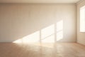 Lost in Lumi: A Hauntingly Beautiful Empty Room with a Glowing Wall Light Royalty Free Stock Photo