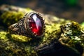 Lost Magical Ring, Inside Forest, Woods, Enchanted Ring, Bronze Ring, Golden Ring with Stone