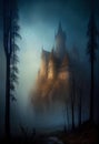 Lost in the Mist: Exploring the Enchanting Submerged Castle in the Middle of a Foggy Forest
