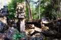 Lost in nature: Ancient ruins of Khmer buildings scattered throughout the Cambodian forest, creating an enchanting landscape
