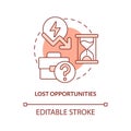 Lost opportunities terracotta concept icon