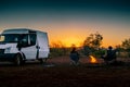 Lost In The Outback, sunset, vanlife, and campfire