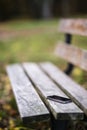 Lost phone on the bench Royalty Free Stock Photo