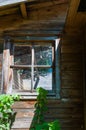 Lost place. View of the window of an old arbor Royalty Free Stock Photo