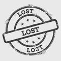 Lost rubber stamp isolated on white background.