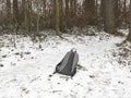 Lost rucksack in a forest