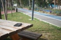 lost smart phone on a park bench Royalty Free Stock Photo