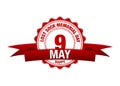 Lost Sock Memorial Day. 9 May ribbon calendar. vector red Royalty Free Stock Photo