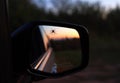 Lost spider hanging out by a cars side mirror.