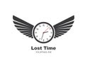 Clock and wings logo icon time out illustration design vector