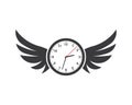 Clock and wings logo icon time out illustration design vector