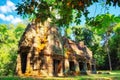 Lost in time: An old abandoned Khmer building lost amidst the Cambodian forest, a relic of medieval Asian architecture, once a Royalty Free Stock Photo