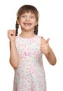 Lost tooth girl child portrait having fun, studio shoot isolated on white background