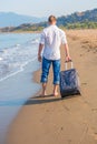 Lost tourist with a suitcase Royalty Free Stock Photo