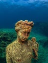Statue of Antonia Minor in ClaudioÃ¢â¬â¢s Ninfeum. underwater, archeology.
