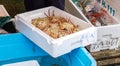 Lot of alaska king crab in box for sale at Nagoya Royalty Free Stock Photo