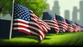 A lot of american flags. Memorial Day, Independence Day and Veterans Day celebration in USA