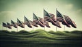 A lot of american flags. Memorial Day, Independence Day and Veterans Day celebration in USA