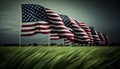 A lot of american flags. Memorial Day, Independence Day and Veterans Day celebration in USA Royalty Free Stock Photo