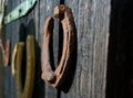 Lot of antique iron horseshoe Royalty Free Stock Photo