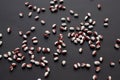 Lot of beans are scattered on a black background Royalty Free Stock Photo