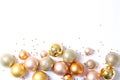 A lot of beautiful decorative Christmas balls on a white background, Royalty Free Stock Photo