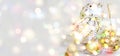 Elegant Christmas background with gold and white evening balls Royalty Free Stock Photo