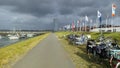 A lot of bicycles along the road of the boulevard in terneuzen