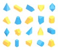 Lot of Blue and Yellow Geometric Figures Poster