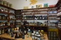 Olive oil and different spices in greek restaurant in Thessaloniki