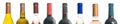 A lot of bottles of red white rose wine on white background composition Royalty Free Stock Photo