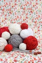 A lot of bright balls of knitting on the background Royalty Free Stock Photo