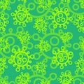 A lot of bright glowy biology cells, bacterias and virus seamless pattern Royalty Free Stock Photo