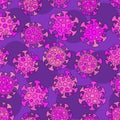 A lot of bright glowy biology cells, bacterias and virus seamless pattern Royalty Free Stock Photo