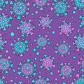 A lot of bright glowy biology cells, bacterias and virus seamless pattern