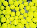 Lot of bright yellow tennis balls as a background. Grouping of tennis balls background Royalty Free Stock Photo