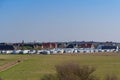 A lot of camping trailers parking in famous holiday region Sankt Peter-Ording, Germany