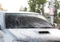 A lot of car wash foam on Windshield