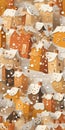 A lot of cardboard houses under snow. Christmas greeting card.. Generative AI image.