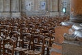 A lot of chairs nside Reims Cathedral